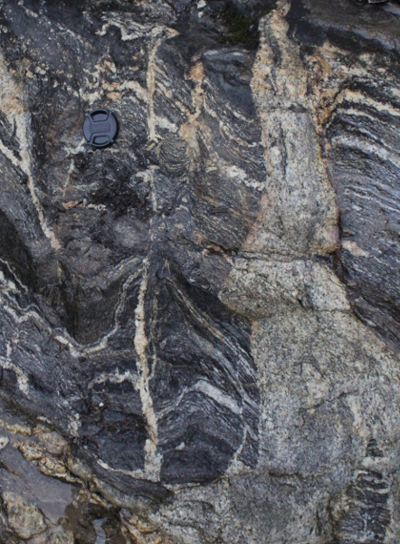 folds, granite parallel to shear zone