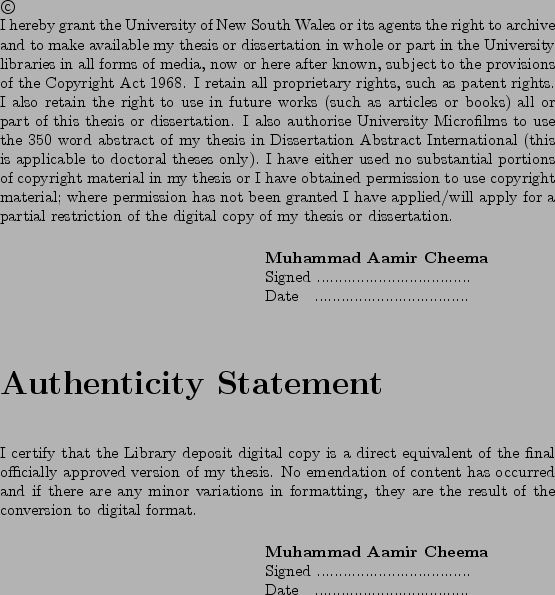 \begin{copyright}
\par
I hereby grant the University of New South Wales or its a...
...                 Date   ...................................
\par
\end{copyright}
