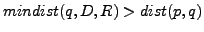 $ mindist(q,D,R)>dist(p,q)$