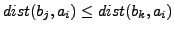 $ dist(b_j,a_i)\leq dist(b_k,a_i)$