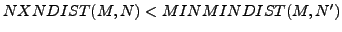 $ NXNDIST(M,N)<MINMINDIST(M,N')$