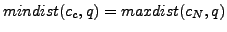 $ mindist(c_c,q)=maxdist(c_N,q)$