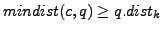 $ mindist(c,q) \geq
q.dist_k$