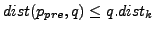 $ dist(p_{pre},q)\leq q.dist_k$