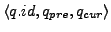 $ \langle q.id, q_{pre}, q_{cur} \rangle$