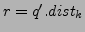 $ r=q'.dist_k$