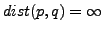 $ dist(p,q)=\infty$