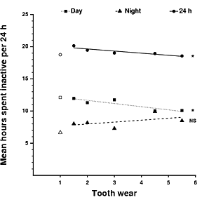 Association between the amount of time spent inactive and tooth wear