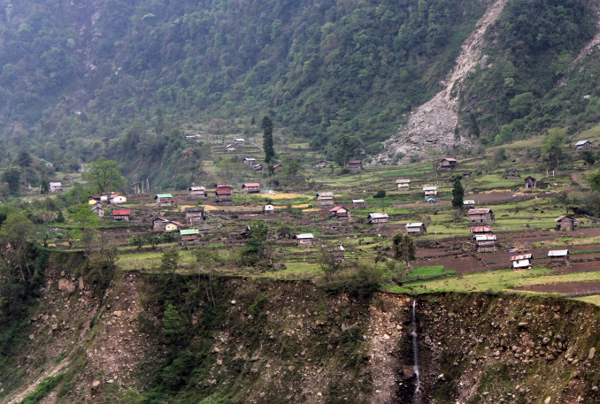 Village and landslide