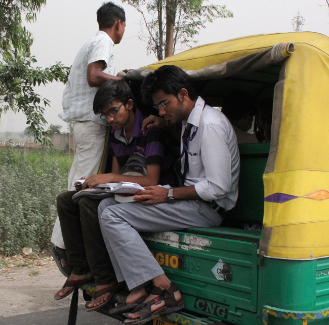 Students in rickshaw