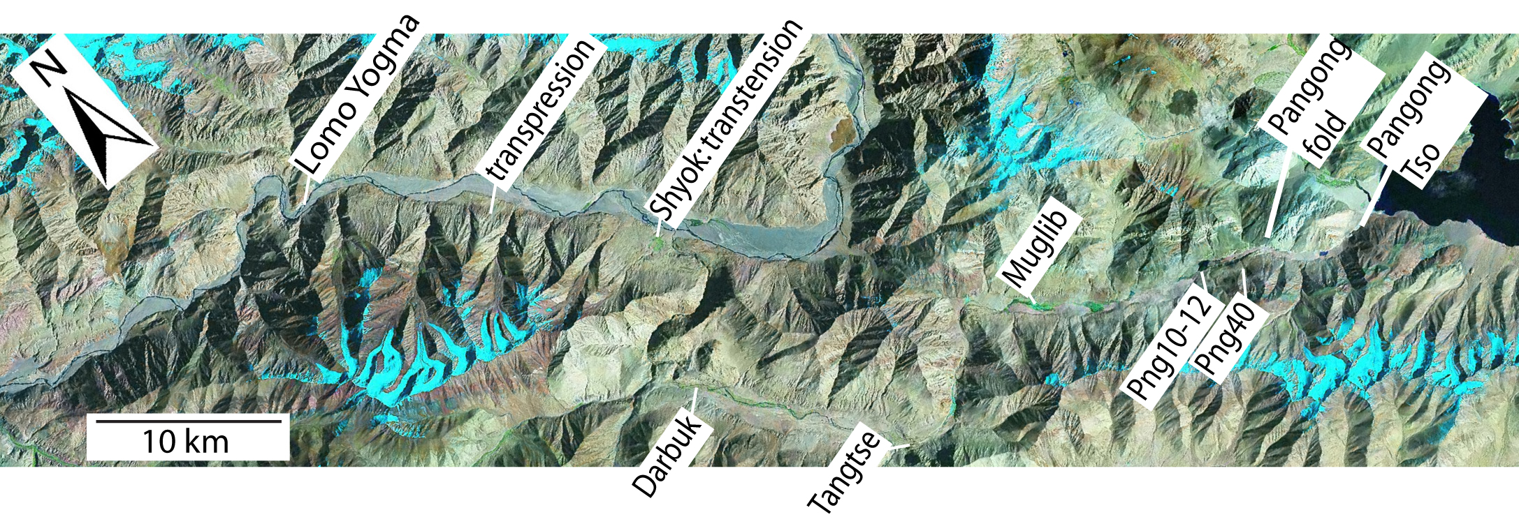 satelite image of the
Karakoram Lineament