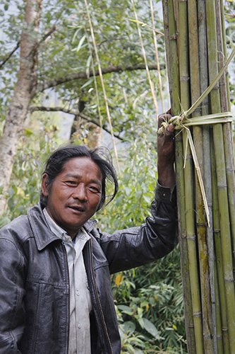 man with bamboo